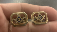 Vintage Anson Cuff Links Freemason Masonic Masons Fraternal Cufflinks Gold Tone picture