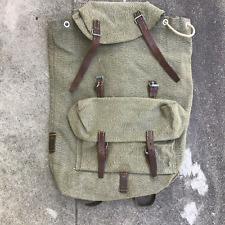 Vtg Swiss Army Military Backpack Rucksack Salt Pepper Canvas Leather Langnau picture