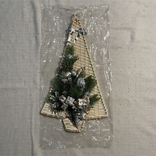 Vintage 24” Christmas Tree Wicker Silk Ornament Plastic Greenery Mistletoe Candy picture