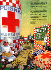1919 Original Ralston Purina Foods Ad. Oversized Color Poster Style. WWI Kids. picture
