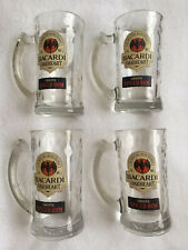 Set of 4 Bacardi Oakheart Spiced Rum Dimpled Clear Glass Beer Mug Stein Bar Wear picture