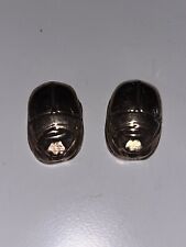 Set Of Two Vintage Egyptian carved stone scarab with hieroglyphs picture