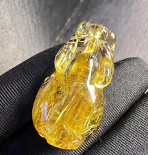 Natural Gold Rutilated Quartz pixiu Drop Shape Crystal Pendant AAAAA picture