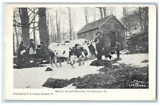 1908 Maple Sugar Making Pittsfield Wallingford Vermont VT, Cows Antique Postcard picture