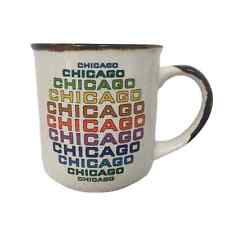 Vintage CHICAGO Brown Rim Ceramic Souvenir Coffee Mug Cup Pride picture