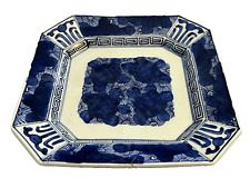 Antique Japanese Porcelain Plate Blue White Octagonal Square 9.5