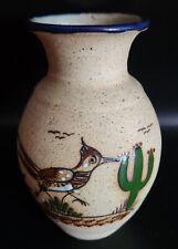 Vintage Hand Painted Tonala Mexican Folk Art Pottery Vase picture