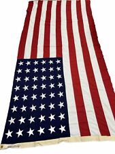 Vintage  Large 5’ X 9 1/2’ WWII 48 Star Bull Dog Bunting Stitched American Flag picture