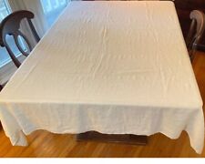 LARGE French Linen Tablecloth 60”x132” Plain Woven Solid Natural Color NarrowHem picture