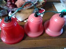 VINTAGE LARGE LIGHTED RED PLASTIC CHRISTMAS IN JULY or DECEMBER BELLS 1950 1940 picture