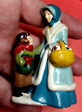 AVON 1982 Vintage Christmas Hand Painted Ceramic Victorian Holiday Lady & Boy picture