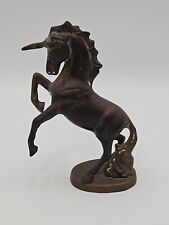 Vintage Solid Brass Unicorn Figurine Paperweight  7” Tall Statue Figure Gatco picture