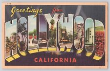 Postcard California Hollywood Large Letter Greetings Vintage Linen Era 1940s picture