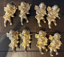 Cherub Angel Musician Ornaments Set Of 8 Gold Tone - Plastic picture