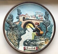 SICILIA Vintage Hand Painted Plate, beautiful Italian life scenes 6.4in picture