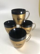 VINTAGE CESSNA WEST BEND THERMO-SERVE INSULATED WIRE HANDLE GOLD/BLACK COFFE CUP picture