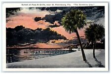 c1920 Sunset Pass-A-Grille Palm Trees St Petersburg Florida FL Vintage Postcard picture