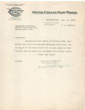 Oliver Chilled Plow Works 1928 letter signed by J. B. Weckler South Bend Indiana picture