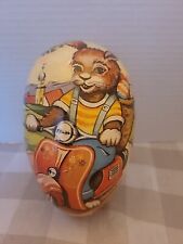 Vintage Paper Mache Easter Egg Western Germany Bunny Double Sided Egg picture