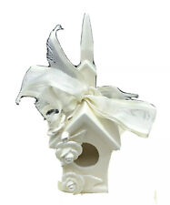 Mud Pie Victorian Rose Church Birdhouse Figurine White Ceramic Ribbon picture