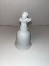 Vintage Collectable Small White Porcelain Bell With Little Girl Singing Handle picture