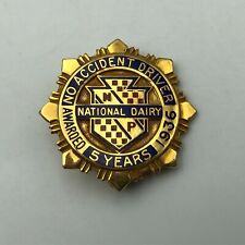 1936 Vtg National Dairy Advertising Award Lapel Pin 5 years Safe Driving Q9  picture