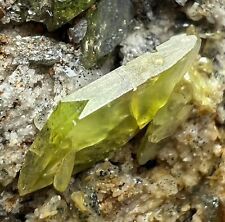 152 Gram Amazing Top Green Sphene Titanite Crystals Cluster On Matrix @Pakistan picture