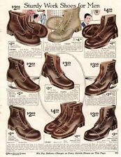 Vtg Print Ad 1920s 1921 Charles Williams New York Boots Men Sturdy Work Shoes picture