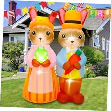 5.7 ft Easter Inflatable Outdoor Decorations Vintage Bunny Couple Blow up  picture