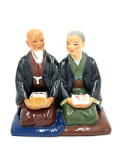 Vintage Japan HAKATA URASAKI Clay Doll Couple Figure Statue Art Pottery 7.25