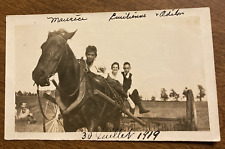 1919 Rural Farm Hay Field Man Men Woman Riding Horse Pulled Raker Photo P10w26 picture