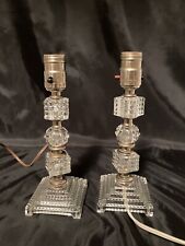 (2) Vintage Lucite Acrylic Stacked Candlestick Lamp 10.25” tall picture