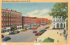 C1940 Birds Eye View Main Street Looking South Old Cars Stores Concord NH P369 picture