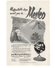 Vintage Mexico Travel Tourism 1951 Magazine Print Ad Globe Compass Turismo picture