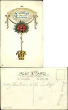 Greetings Sincere~  rose bush tree ~ Art Deco ~ Stecher c1910 postcard picture