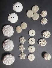 Vintage White Etched Plastic Buttons picture