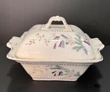 RARE John Maddock And Sons Butter Dish MAD 169 Blue  Floral Semi Porcelain picture