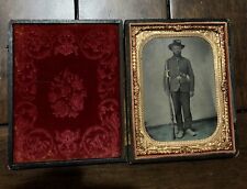 Excellent Double Armed Civil War Soldier Original 1/4 Tintype Photo picture