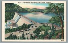 T.V.A. Norris Dam And Lake On Clinch River Tennessee TN  1930's Vintage Postcard picture