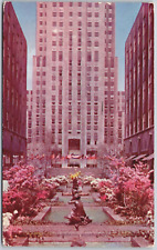 Vintage Postcard Channel Gardens Rockefeller Center New York City Spring 1951 picture