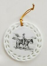 Ann Chapman Cowboy on Horse Porcelain Christmas Circle Ornament picture
