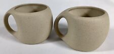 CABILOCK Japanese Style Ceramic Mugs Curved Natural Tan 6 oz Set of 2 EUC picture