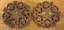 Two Hand Carved Boho Wooden Trivets Made in India picture