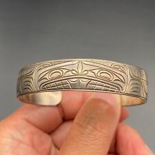 Vintage Northwest Coast Native Beaver Silver Bracelet Cuff 6-1/2
