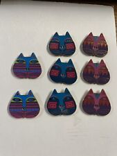 Colorful Laurel Burch CAT Metal Button Dill Backmarked- Lot Sale 8 Buttons picture