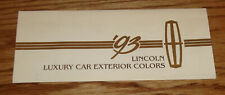 Original 1993 Lincoln Exterior Colors Foldout Sales Brochure Town Car Mark VIII picture