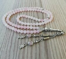 Real Pink Quartz Stone Islamic Prayer 99 beads, Tasbih, Misbaha. Tasbeeh 6mm picture