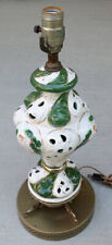 Vintage Capodimonte Lamp Figural Pierced Porcelain Dolphin Base Green White picture