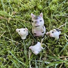 Vintage Early HAGEN RENAKER Miniature ceramic PIG PIGLET Sitting Up + 3 Babies picture