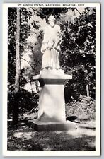 Bellevue Ohio~St Joseph Statue @ Marywood B&W~Vintage Linen Postcard picture